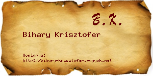 Bihary Krisztofer névjegykártya